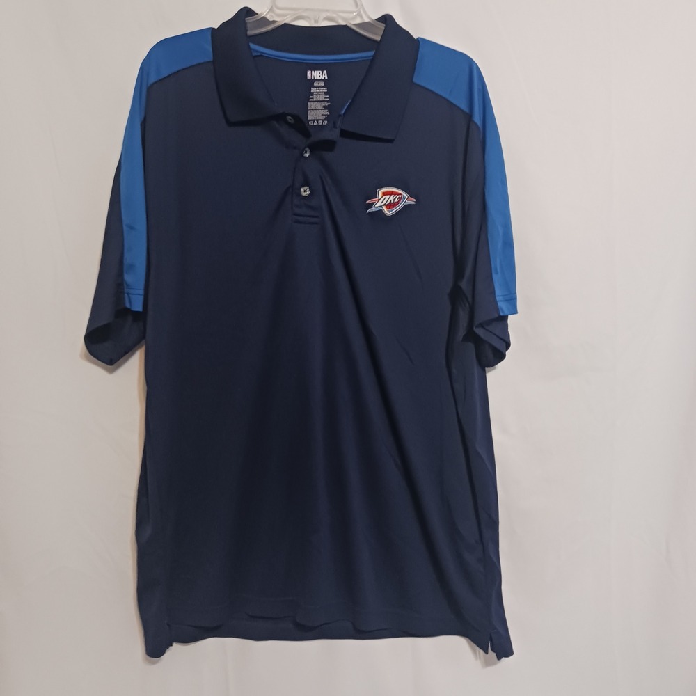 NBA Polo Shirt Mens 2XL Blue Excellent OKC Thunder Embroidered Logo Sportswear